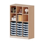 ErgoTray Regal, 3reihig, 4 OH,  unten 18 flache, oben 6 Fächer, B/H/T 104,5x154x40cm 